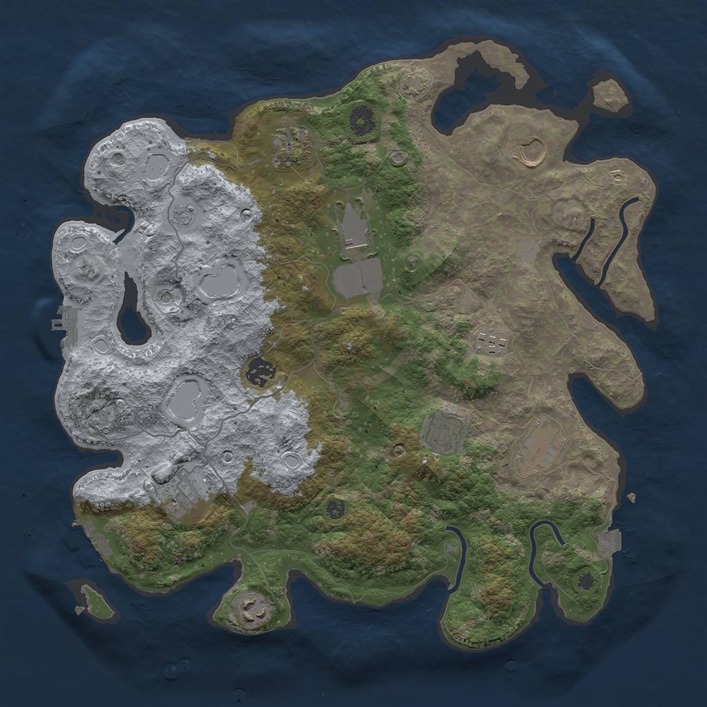Rust Map: Procedural Map, Size: 3750, Seed: 48140216, 17 Monuments