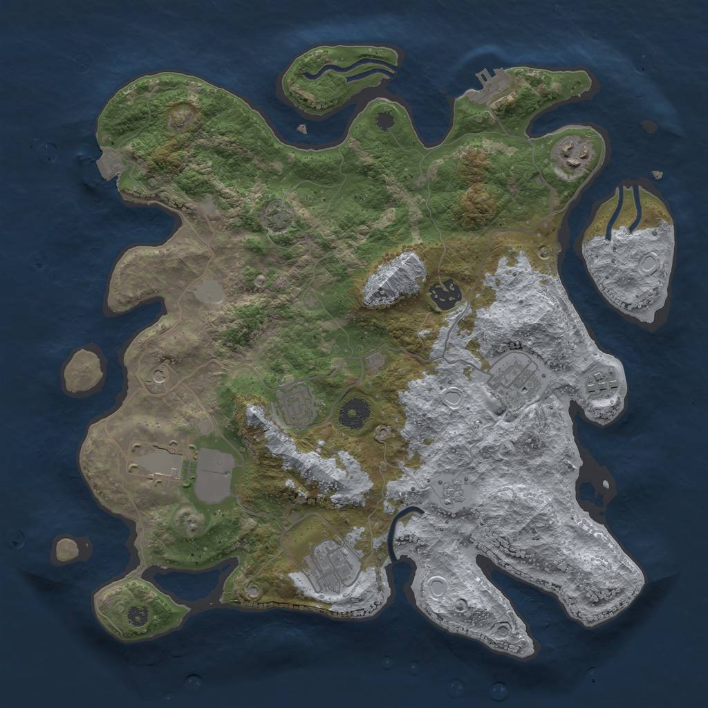 Rust Map: Procedural Map, Size: 3500, Seed: 20231001, 14 Monuments