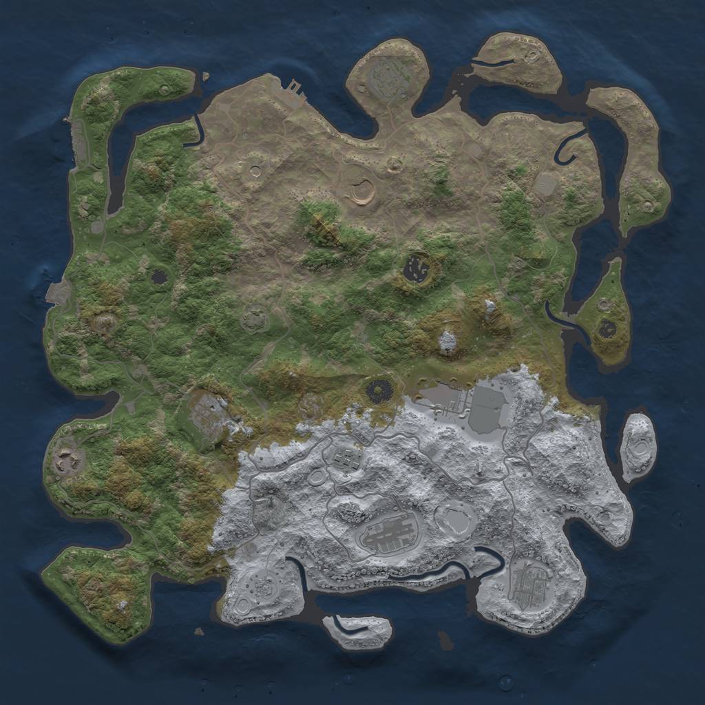 Rust Map: Procedural Map, Size: 4100, Seed: 93228870, 17 Monuments