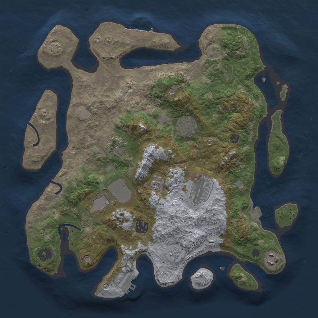 Rust Map: Procedural Map, Size: 3500, Seed: 1141084639, 15 Monuments