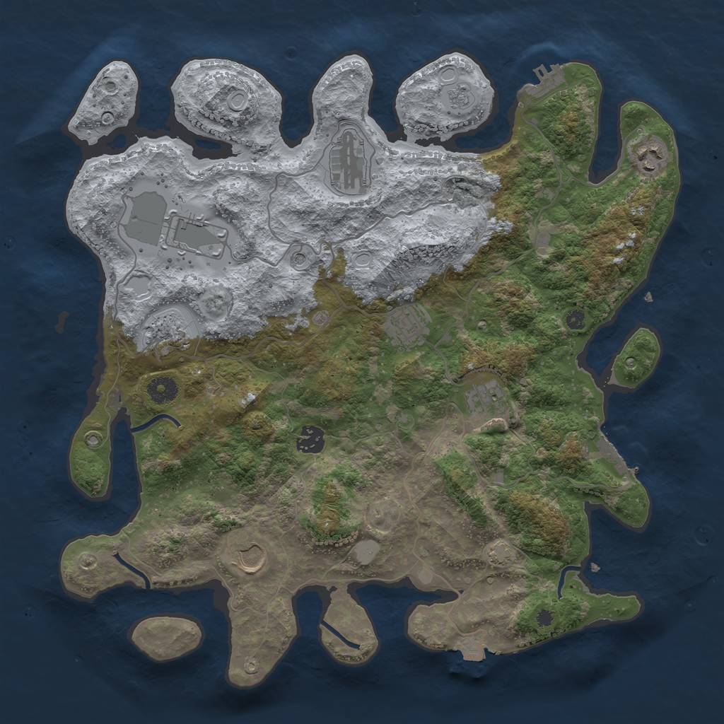 Rust Map: Procedural Map, Size: 3800, Seed: 79776323, 16 Monuments