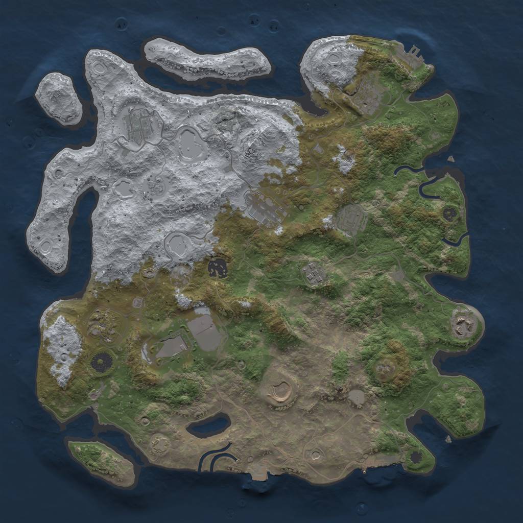 Rust Map: Procedural Map, Size: 3850, Seed: 53898538, 18 Monuments