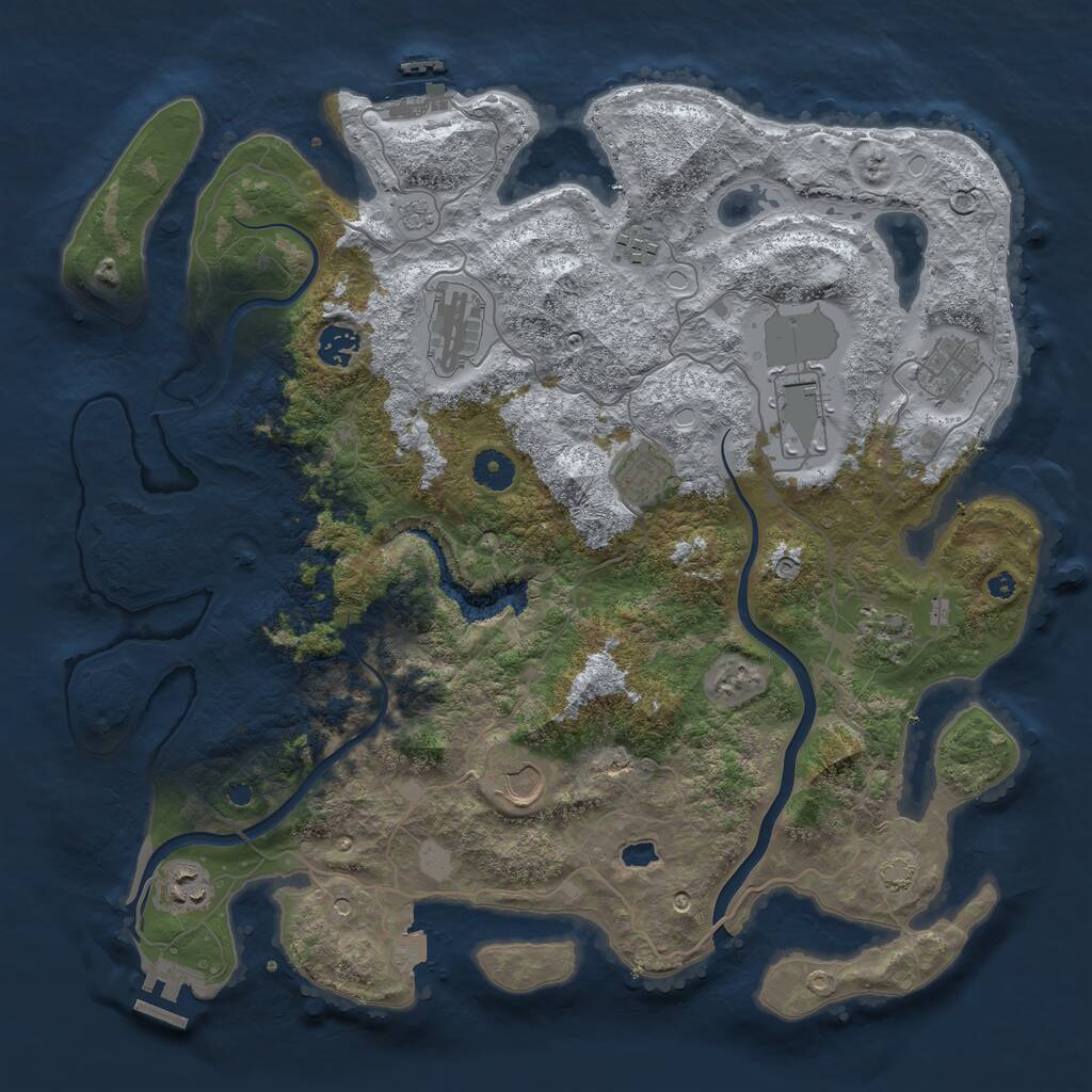 Rust Map: Procedural Map, Size: 4000, Seed: 693497607, 15 Monuments