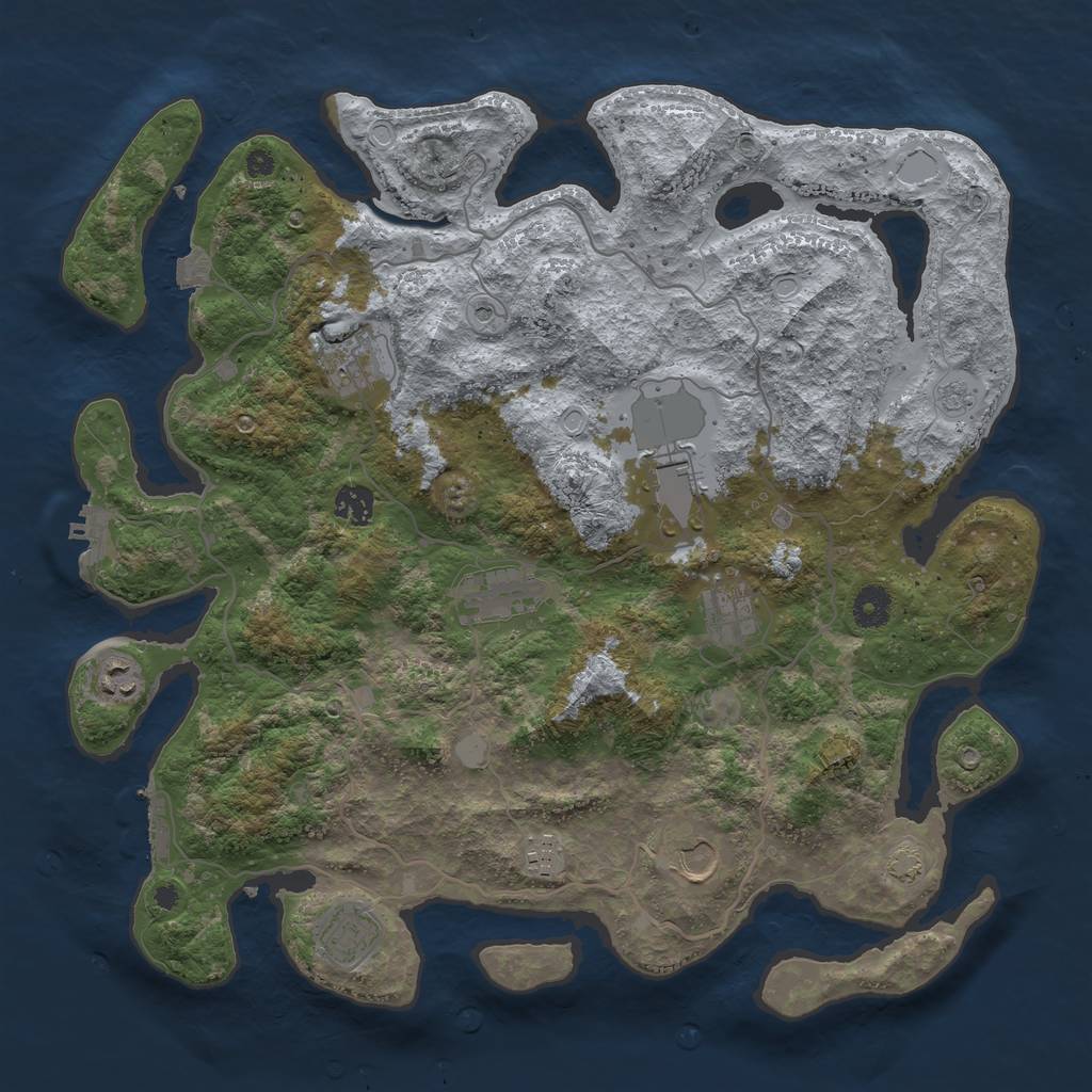 Rust Map: Procedural Map, Size: 4000, Seed: 693497607, 17 Monuments