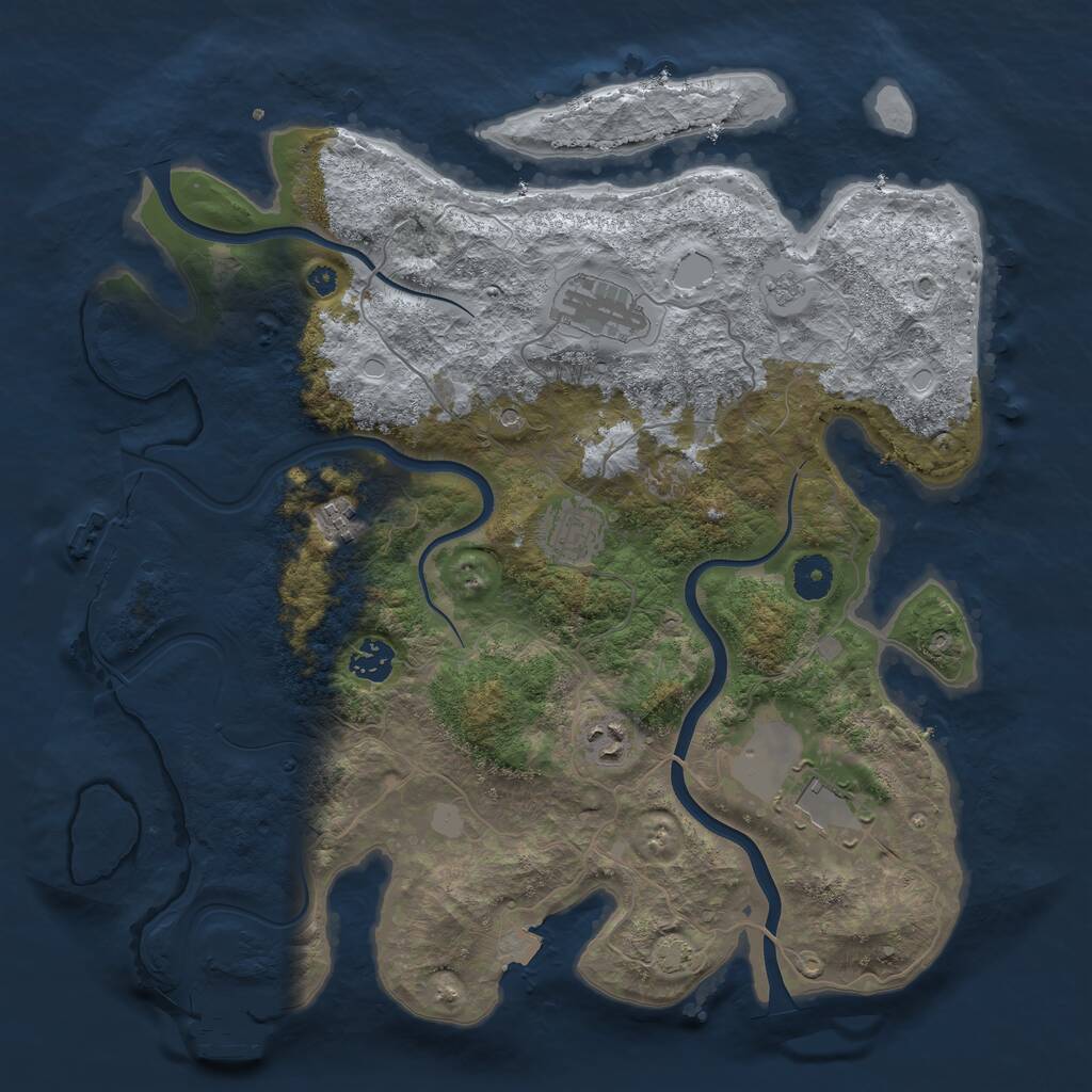 Rust Map: Procedural Map, Size: 3800, Seed: 81078140, 12 Monuments