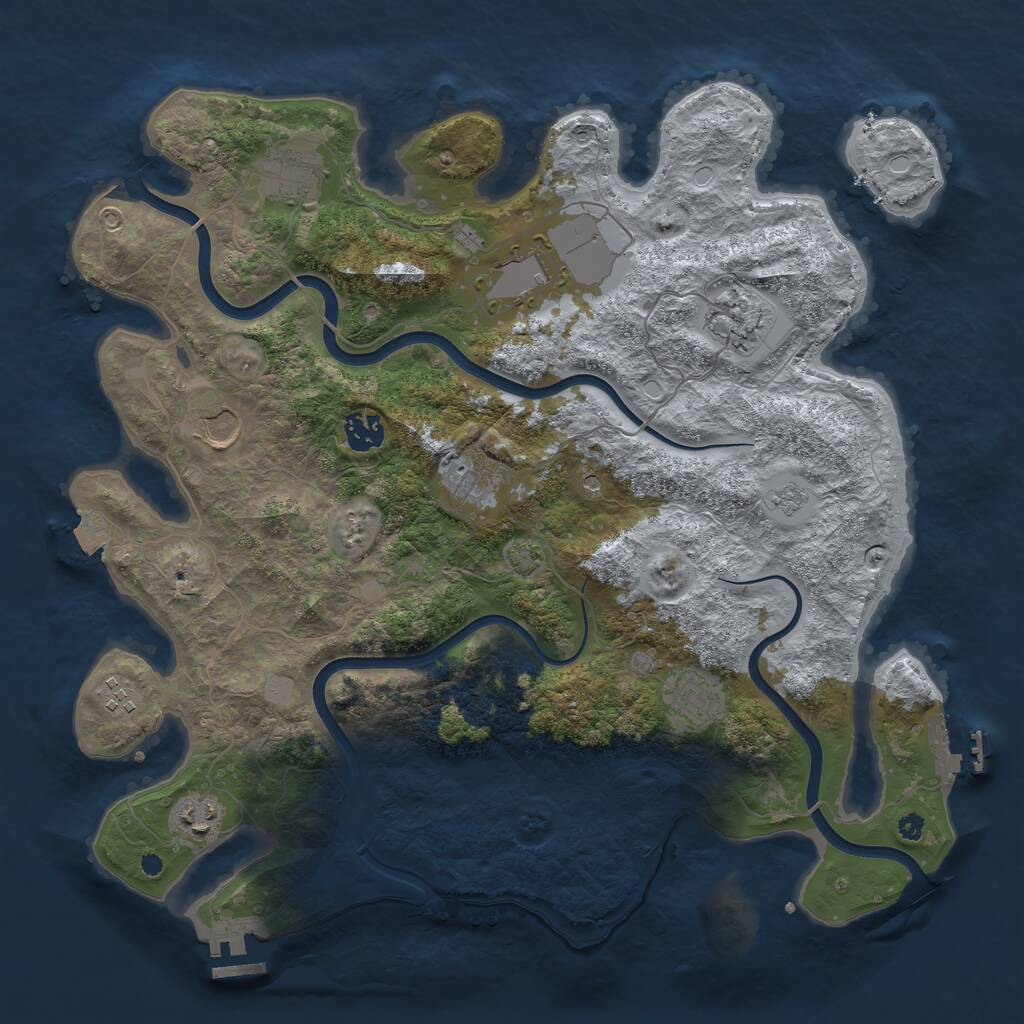 Rust Map: Procedural Map, Size: 3850, Seed: 53216607, 15 Monuments