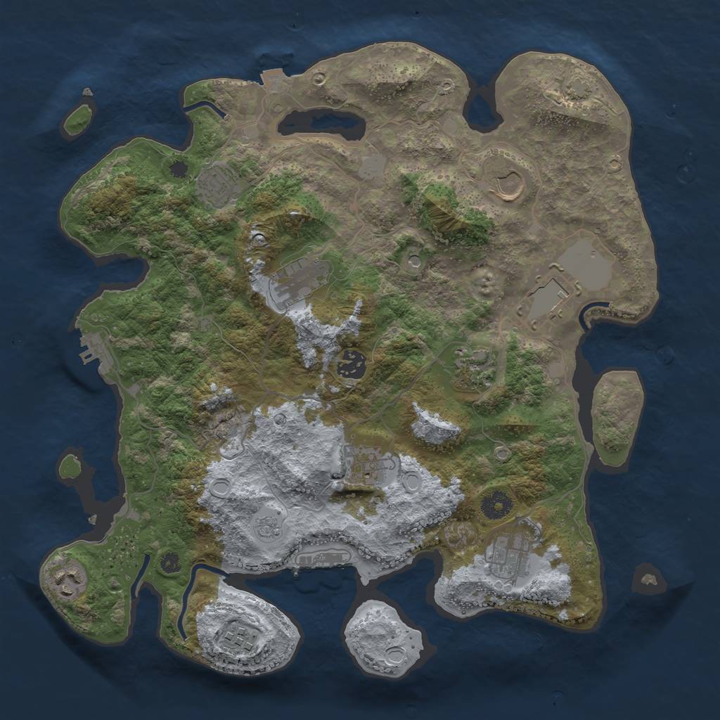 Rust Map: Procedural Map, Size: 3650, Seed: 35161281, 18 Monuments