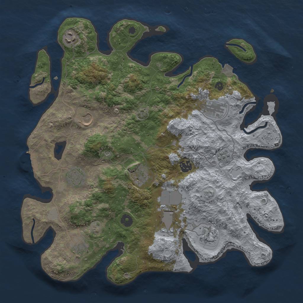 Rust Map: Procedural Map, Size: 3750, Seed: 36784859, 17 Monuments