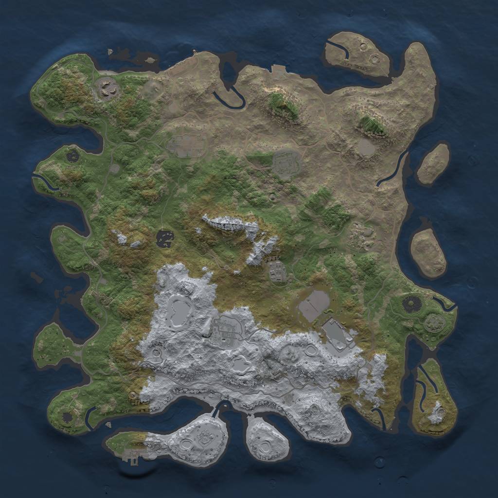 Rust Map: Procedural Map, Size: 4100, Seed: 81476753, 16 Monuments