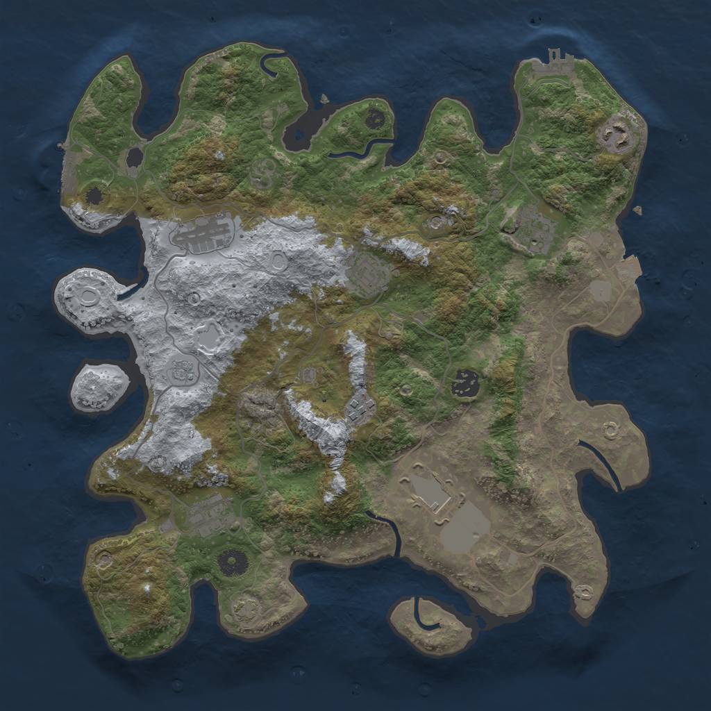 Rust Map: Procedural Map, Size: 3700, Seed: 62643365, 16 Monuments