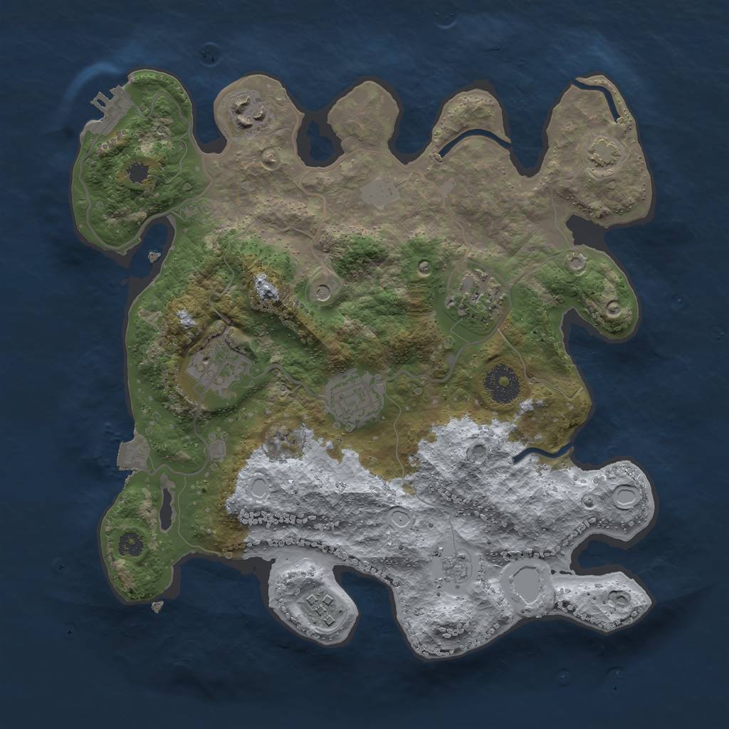 Rust Map: Procedural Map, Size: 3000, Seed: 444521397, 12 Monuments