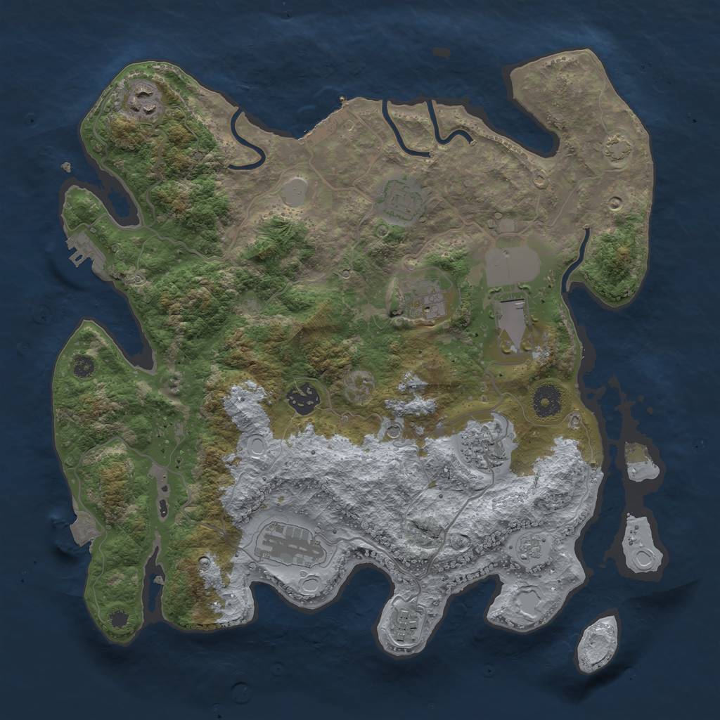 Rust Map: Procedural Map, Size: 3500, Seed: 14301977, 16 Monuments