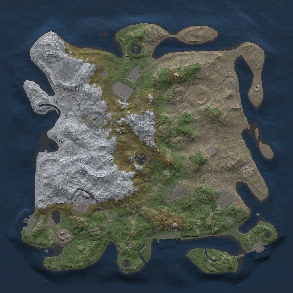 Rust Map: Procedural Map, Size: 3850, Seed: 64617757, 17 Monuments