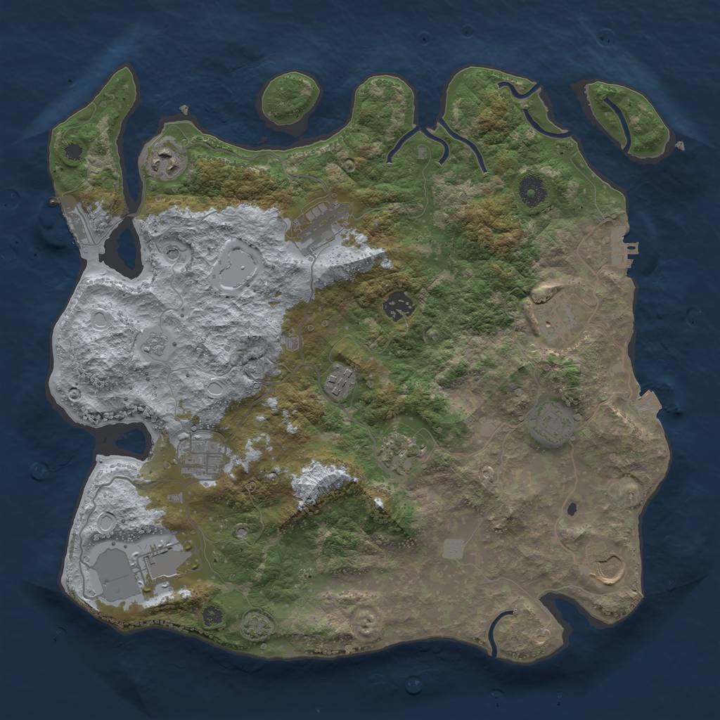 Rust Map: Procedural Map, Size: 3700, Seed: 1368900067, 18 Monuments