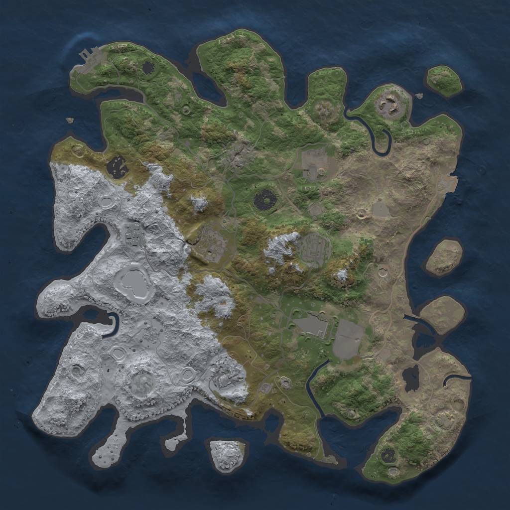 Rust Map: Procedural Map, Size: 3550, Seed: 21022222, 15 Monuments