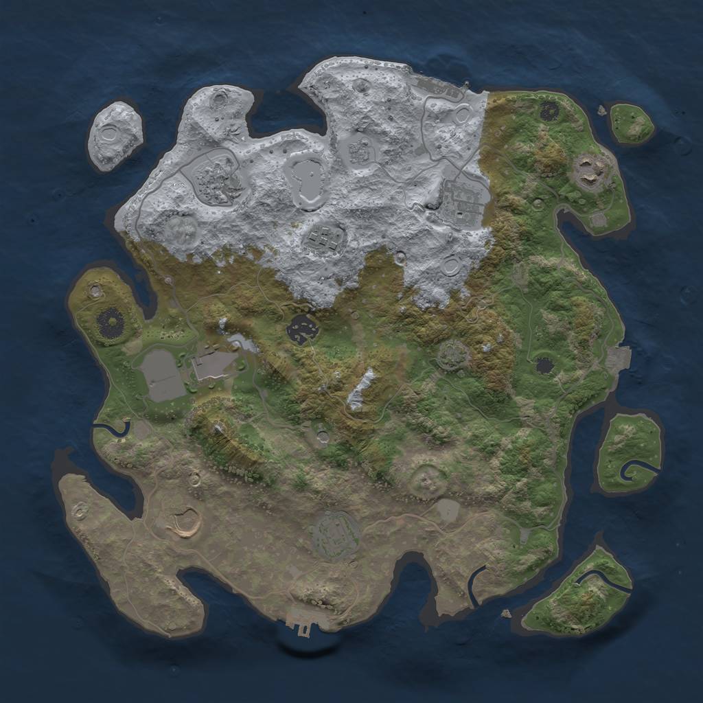 Rust Map: Procedural Map, Size: 3600, Seed: 86588367, 16 Monuments