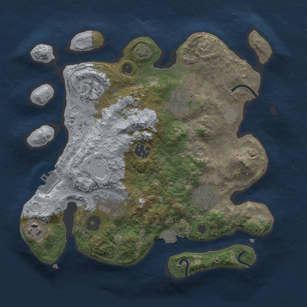 Rust Map: Procedural Map, Size: 3000, Seed: 1033189079, 12 Monuments