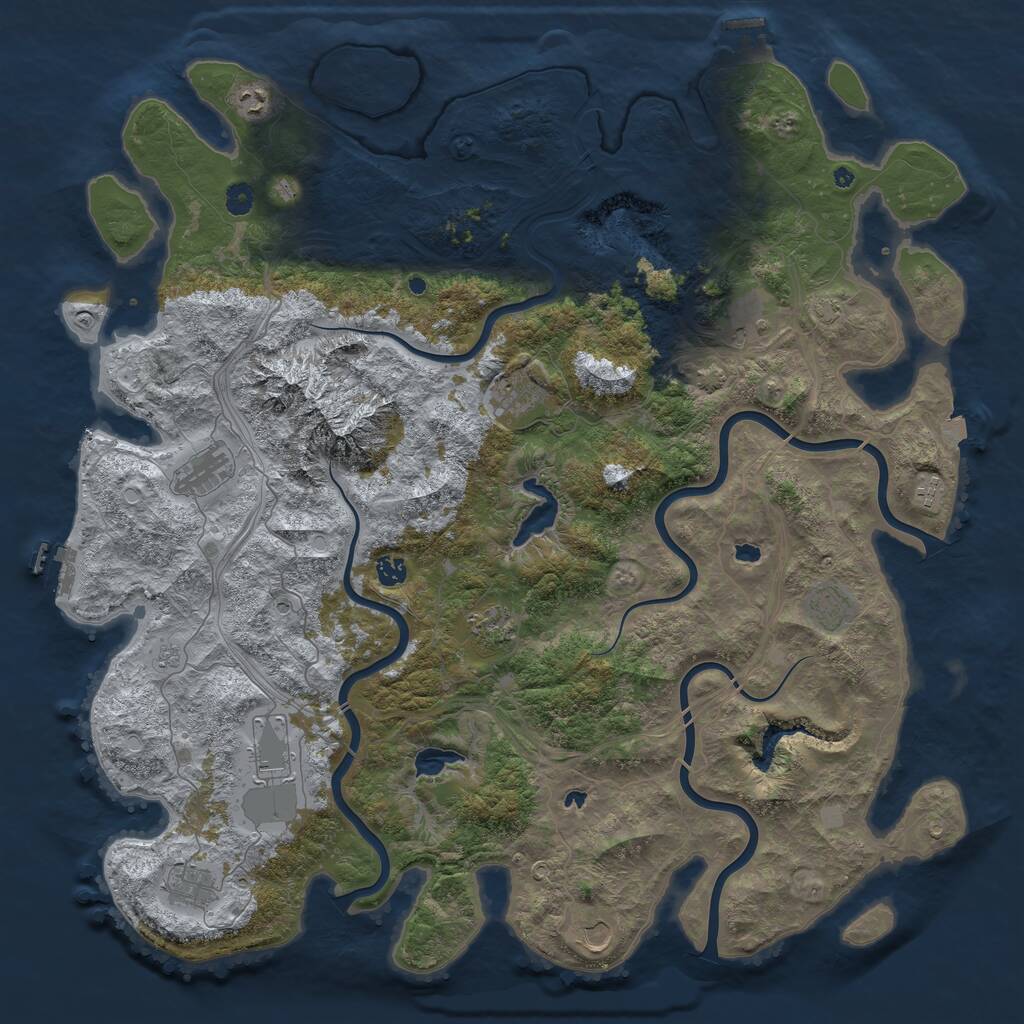 Rust Map: Procedural Map, Size: 5000, Seed: 42165, 17 Monuments