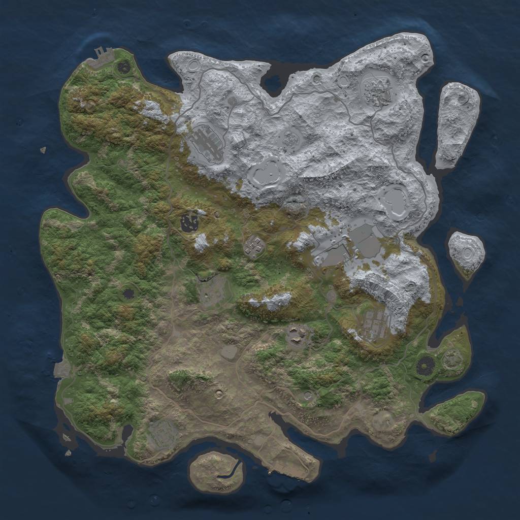 Rust Map: Procedural Map, Size: 4100, Seed: 3333, 17 Monuments