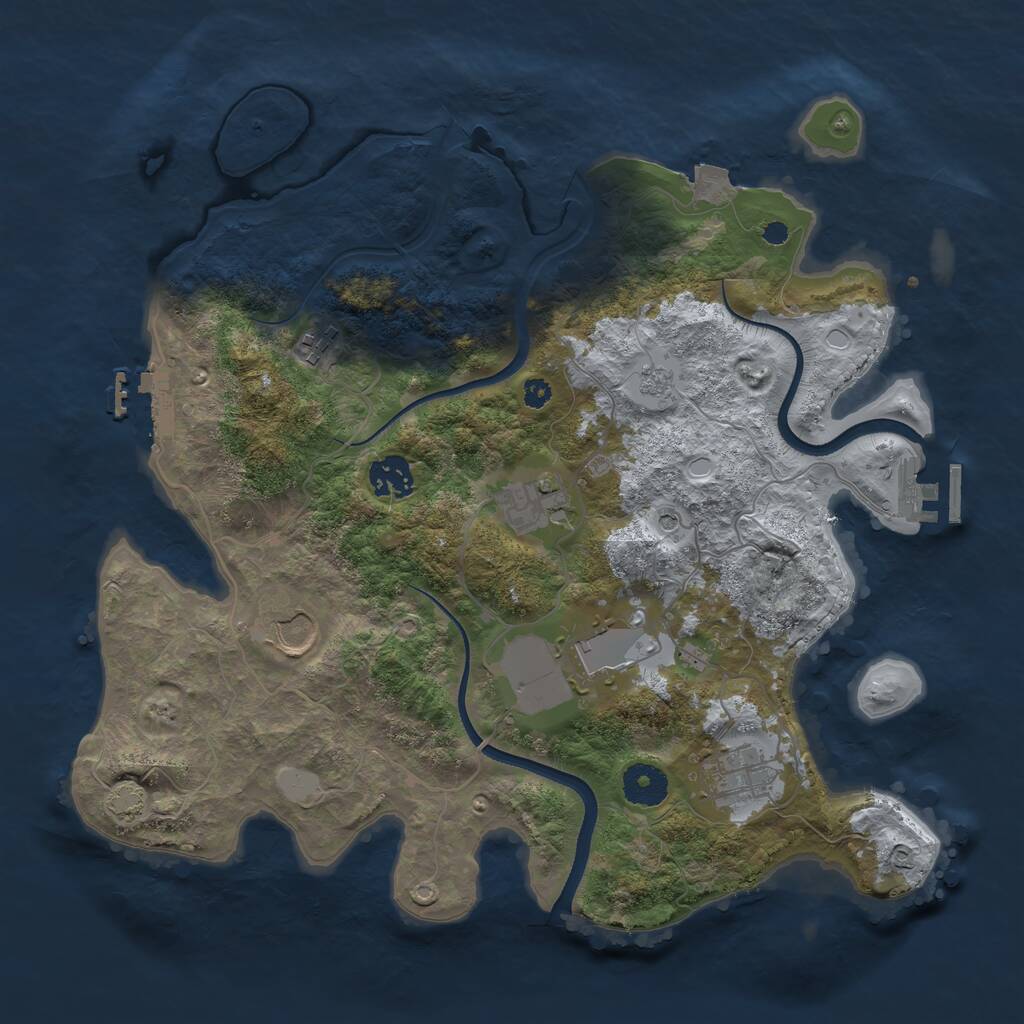 Rust Map: Procedural Map, Size: 3500, Seed: 91460385, 12 Monuments