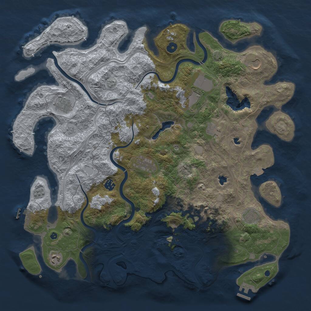 Rust Map: Procedural Map, Size: 4500, Seed: 1669904021, 16 Monuments