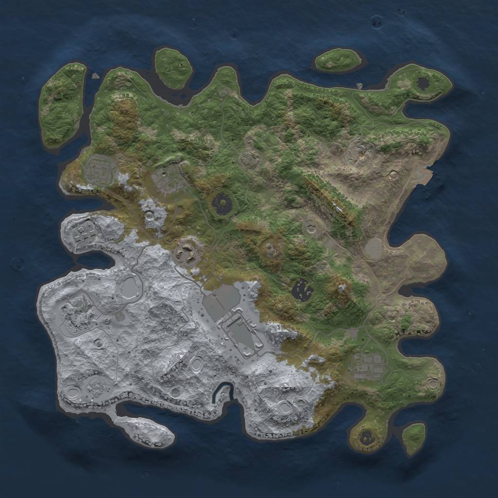 Rust Map: Procedural Map, Size: 3500, Seed: 108565945, 14 Monuments