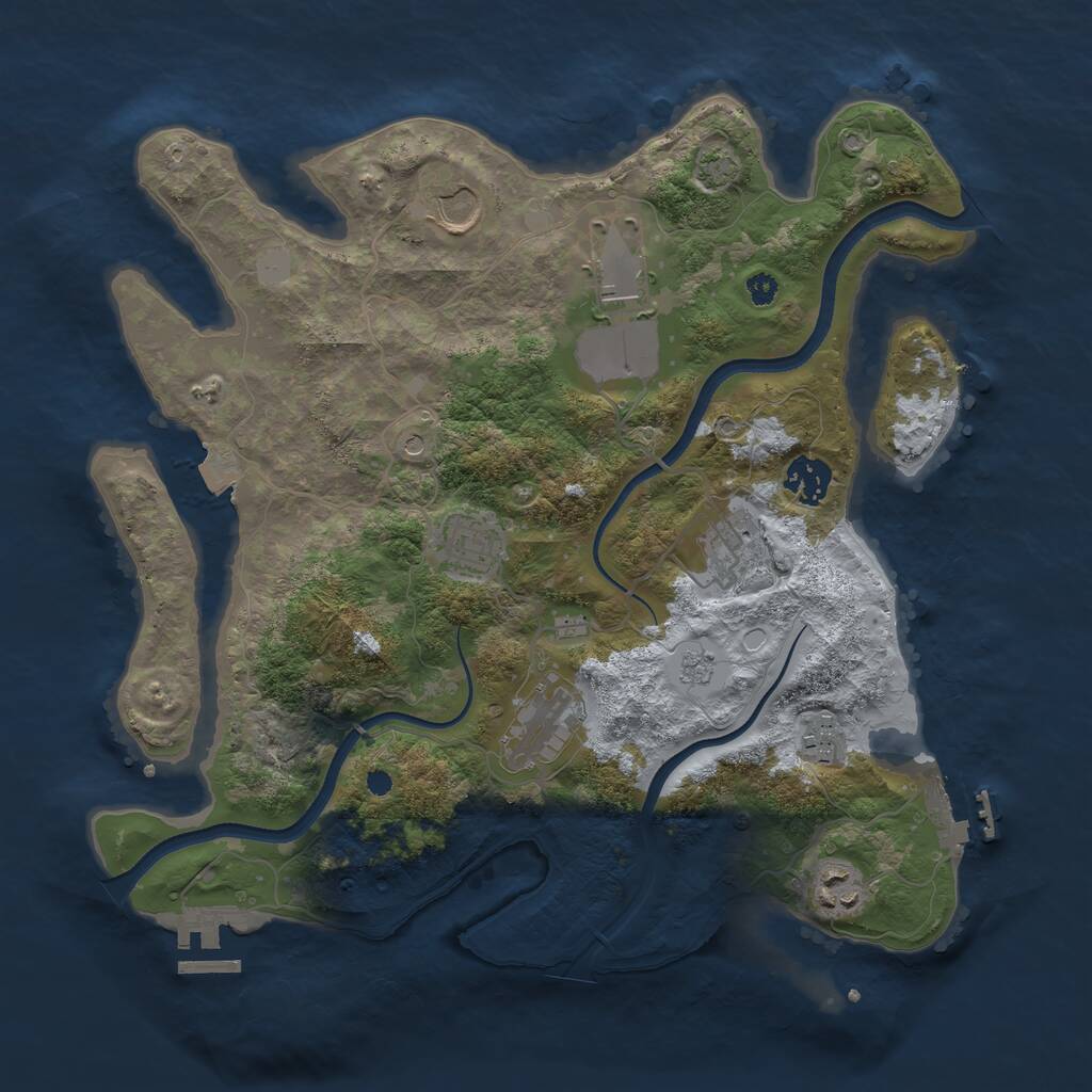 Rust Map: Procedural Map, Size: 3500, Seed: 84414617, 14 Monuments