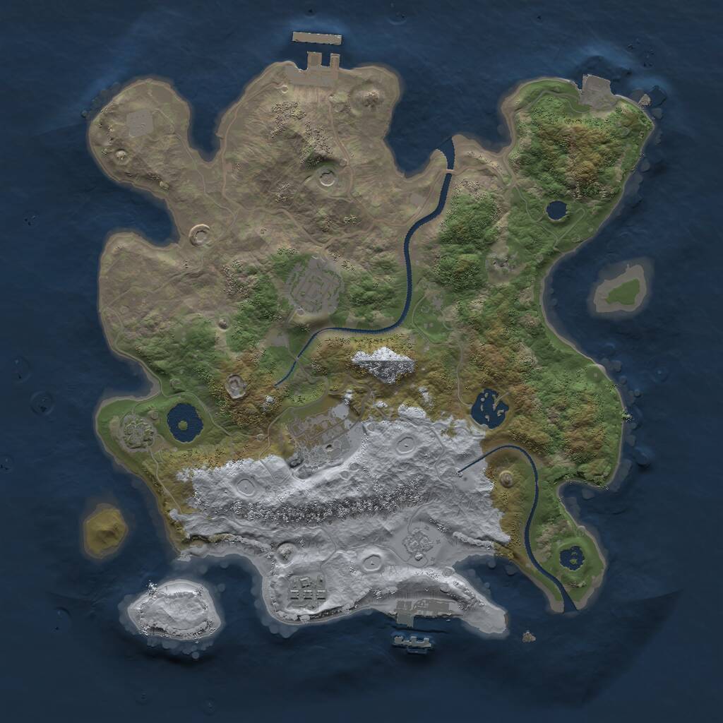 Rust Map: Procedural Map, Size: 3000, Seed: 1353722721, 10 Monuments