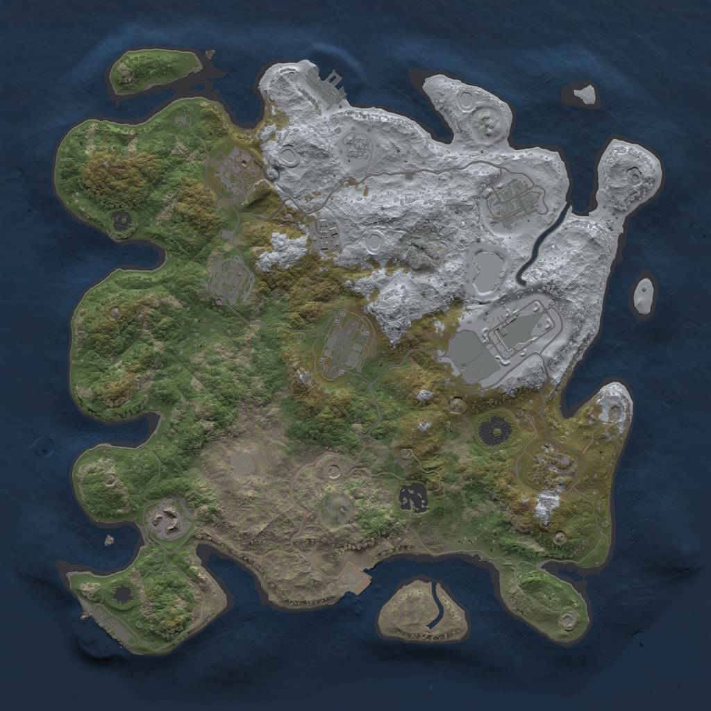 Rust Map: Procedural Map, Size: 3500, Seed: 83509230, 16 Monuments