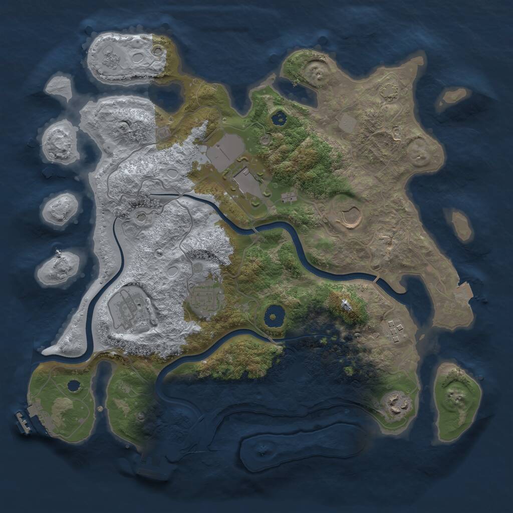 Rust Map: Procedural Map, Size: 3500, Seed: 1033189079, 12 Monuments