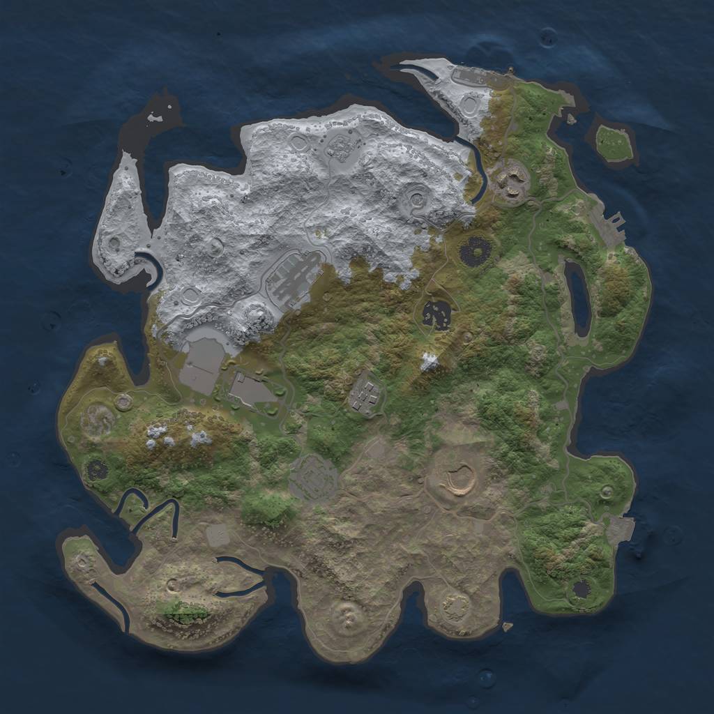 Rust Map: Procedural Map, Size: 3500, Seed: 58824711, 15 Monuments