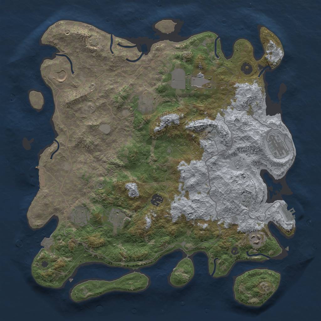Rust Map: Procedural Map, Size: 4100, Seed: 71108110, 17 Monuments
