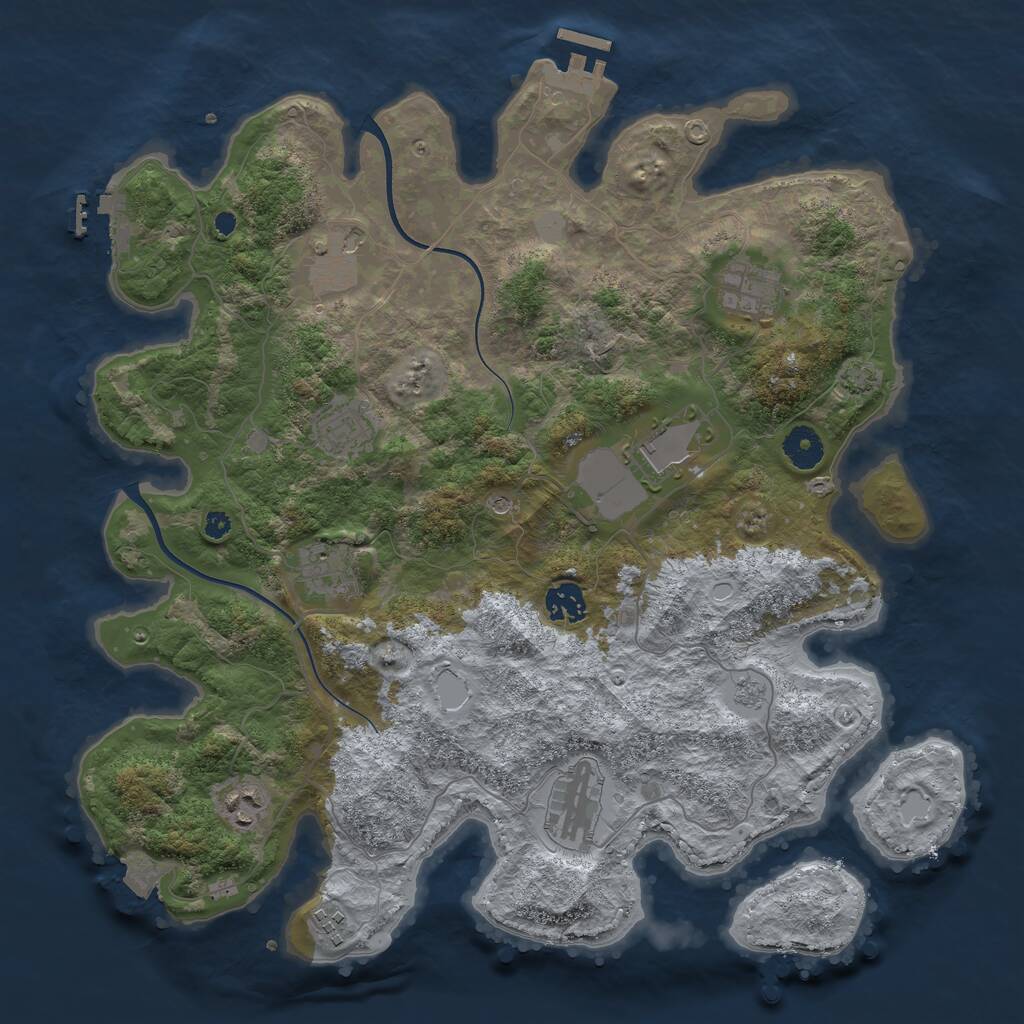 Rust Map: Procedural Map, Size: 3800, Seed: 37123825, 15 Monuments