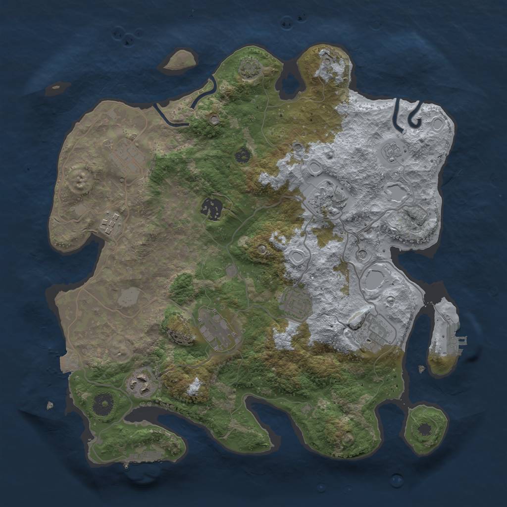 Rust Map: Procedural Map, Size: 3450, Seed: 95098742, 16 Monuments