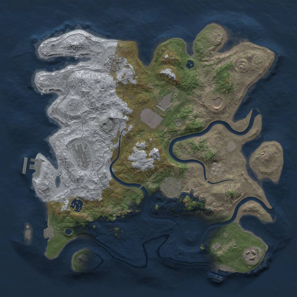 Rust Map: Procedural Map, Size: 3650, Seed: 98390043, 14 Monuments