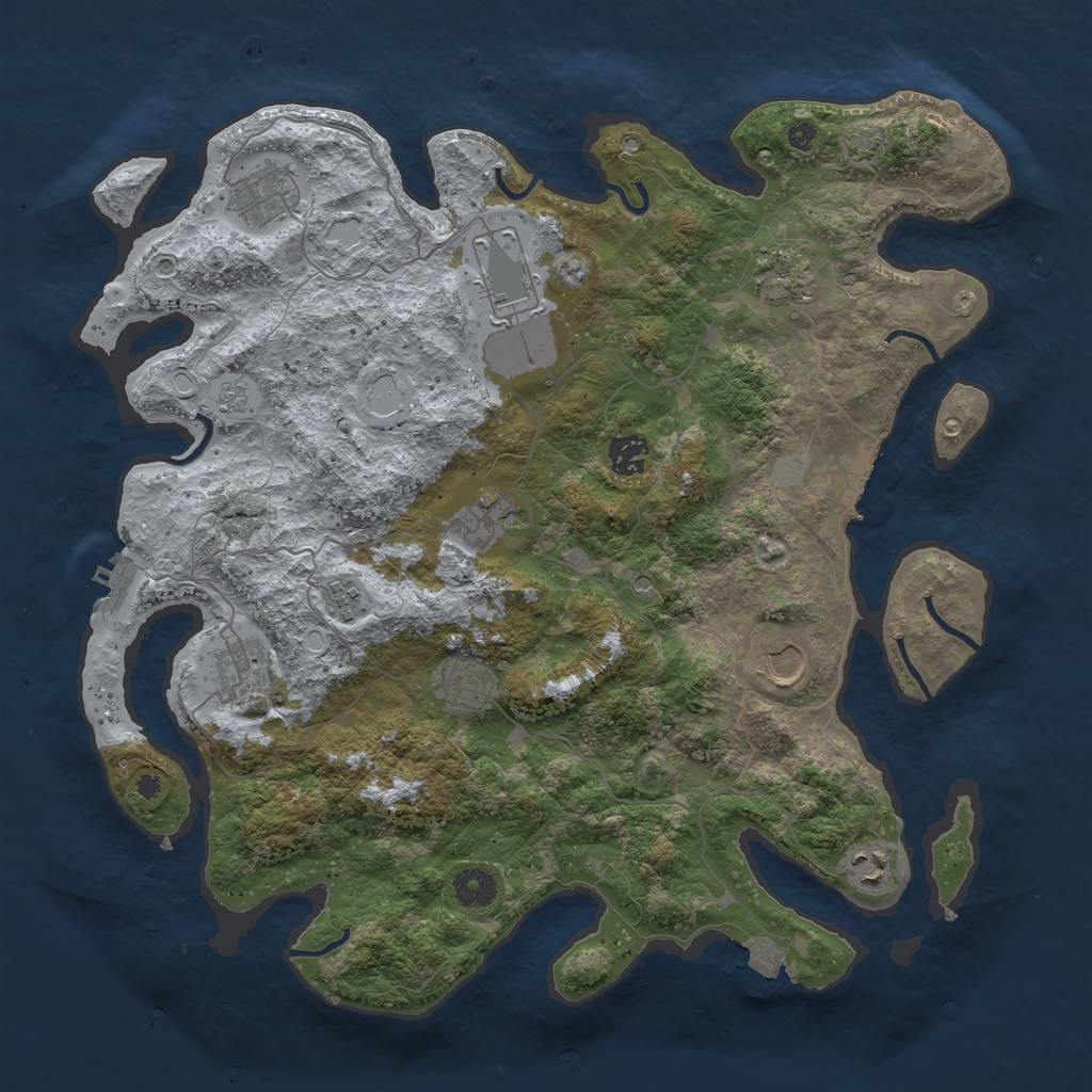 Rust Map: Procedural Map, Size: 3950, Seed: 92697479, 18 Monuments