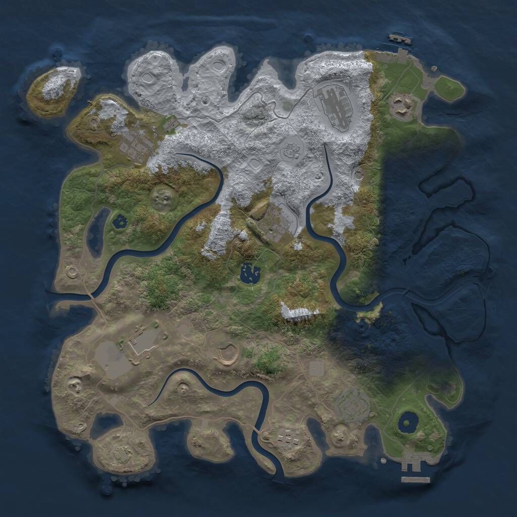 Rust Map: Procedural Map, Size: 3650, Seed: 23398168, 15 Monuments