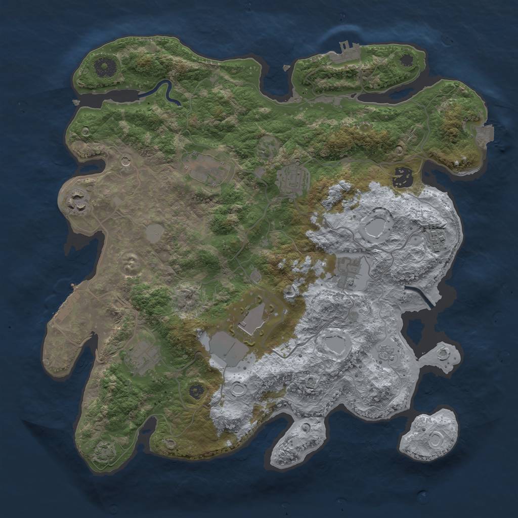 Rust Map: Procedural Map, Size: 3600, Seed: 22696948, 16 Monuments
