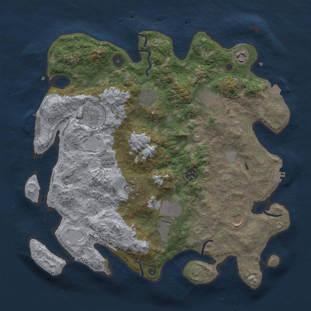 Rust Map: Procedural Map, Size: 3850, Seed: 81650120, 17 Monuments
