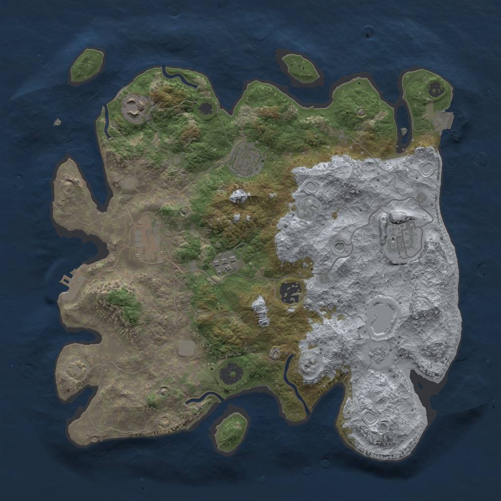 Rust Map: Procedural Map, Size: 3400, Seed: 84256447, 13 Monuments