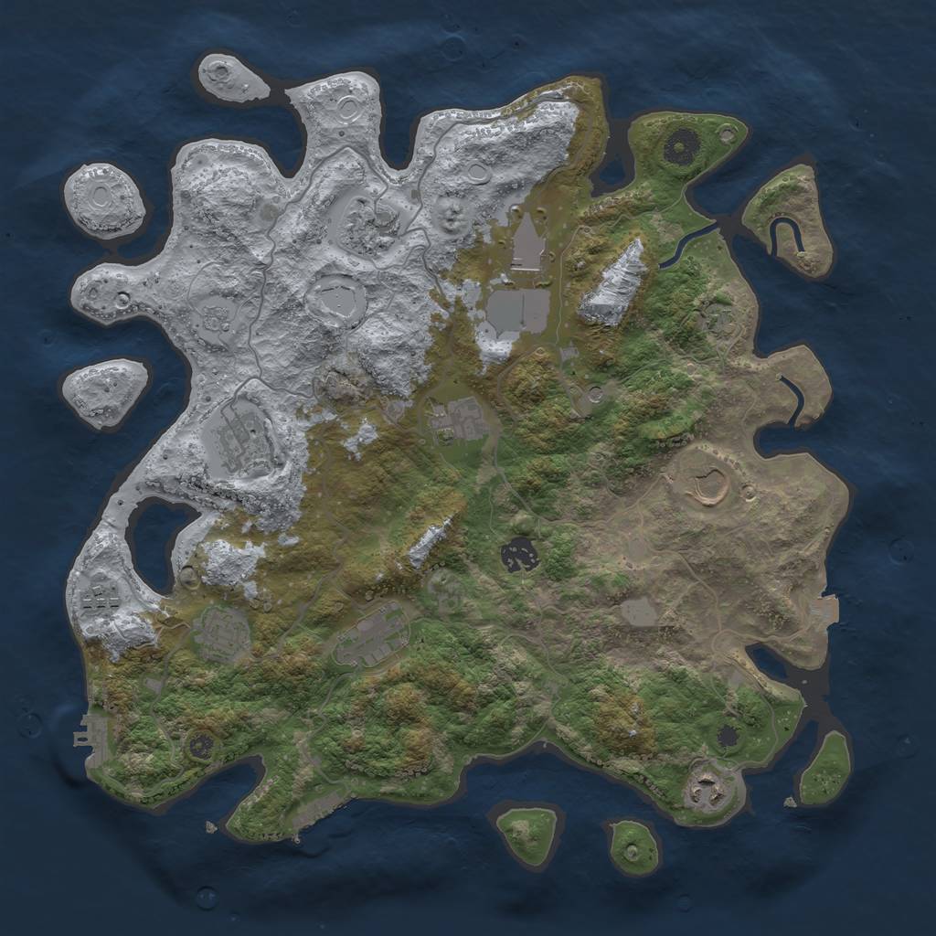 Rust Map: Procedural Map, Size: 3850, Seed: 24939287, 18 Monuments