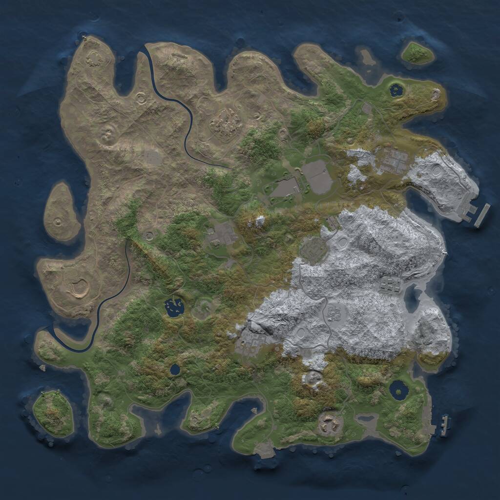 Rust Map: Procedural Map, Size: 3900, Seed: 457381, 16 Monuments
