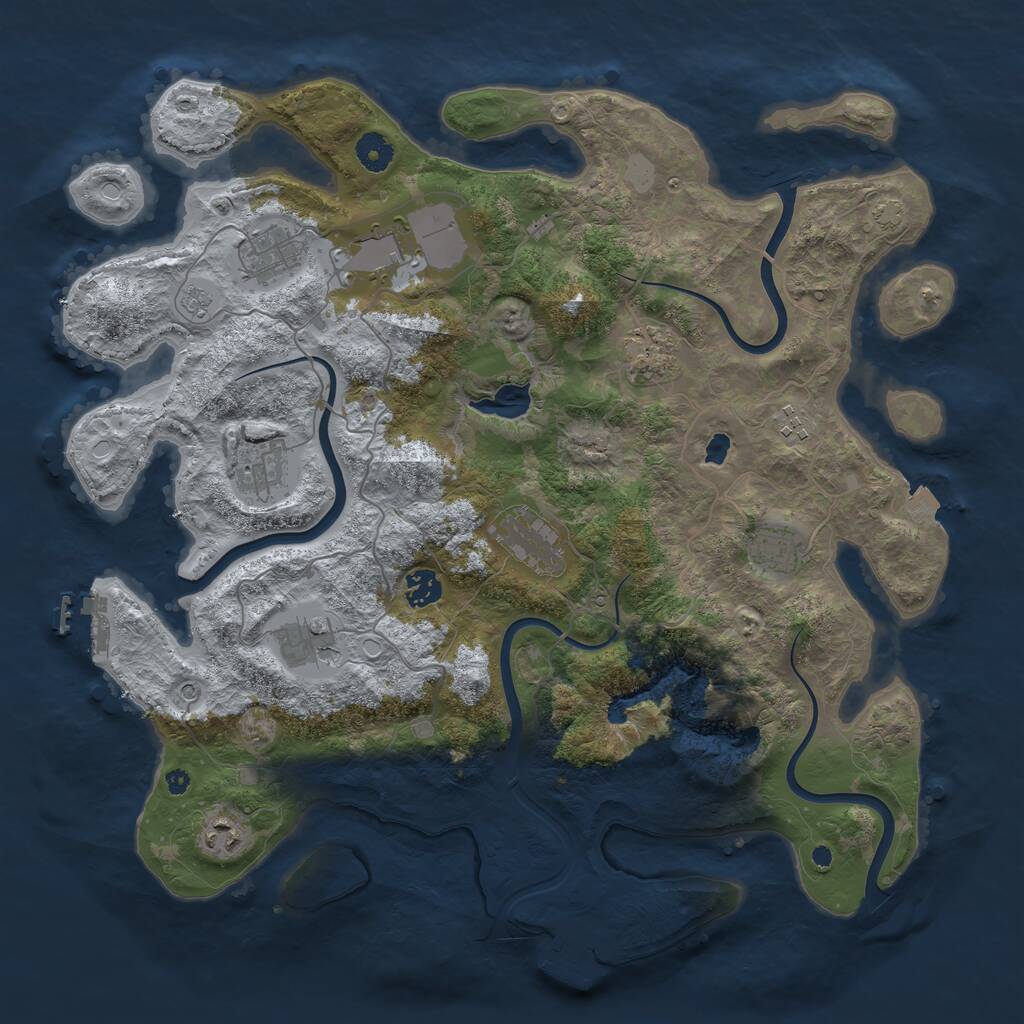 Rust Map: Procedural Map, Size: 4100, Seed: 59909893, 16 Monuments