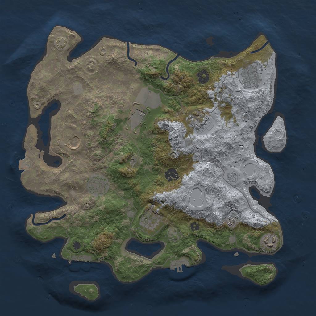 Rust Map: Procedural Map, Size: 3550, Seed: 41407732, 17 Monuments