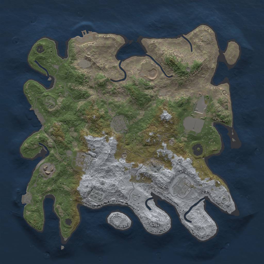 Rust Map: Procedural Map, Size: 3500, Seed: 739938862, 15 Monuments