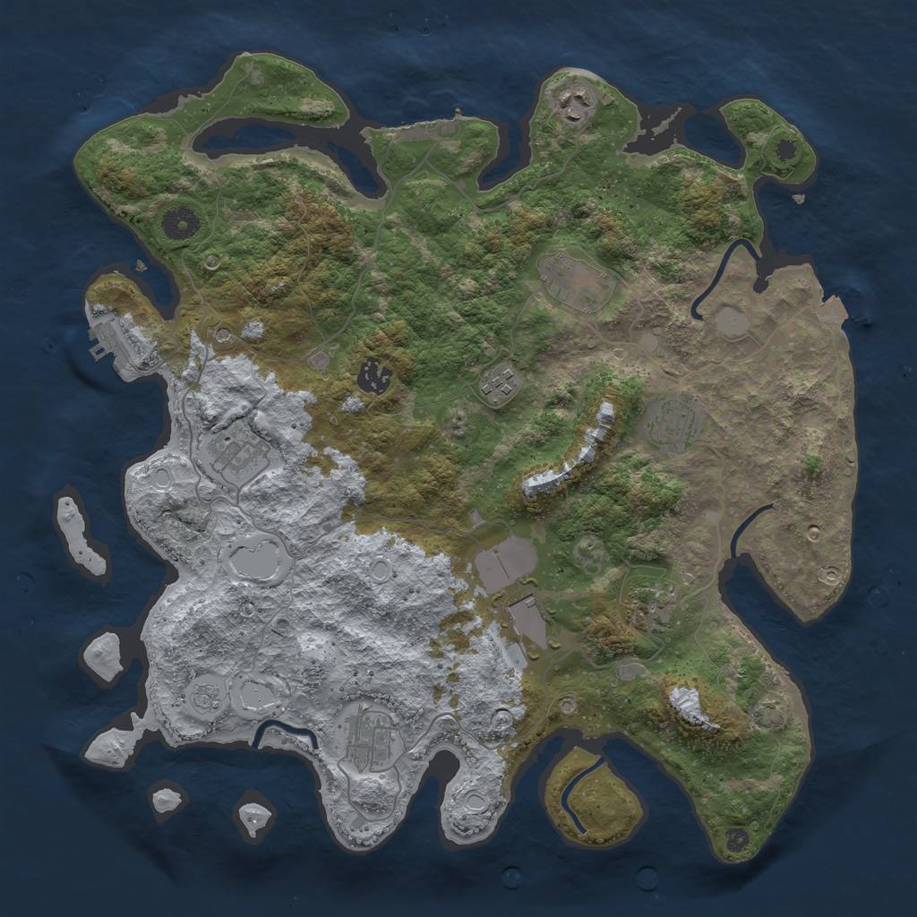 Rust Map: Procedural Map, Size: 3900, Seed: 62856239, 17 Monuments
