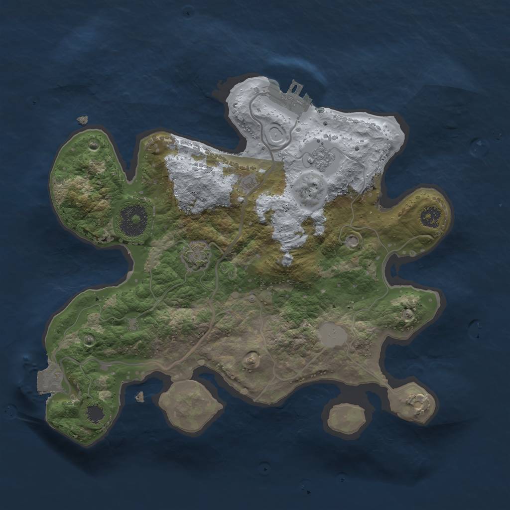 Rust Map: Procedural Map, Size: 2500, Seed: 1334492846, 6 Monuments