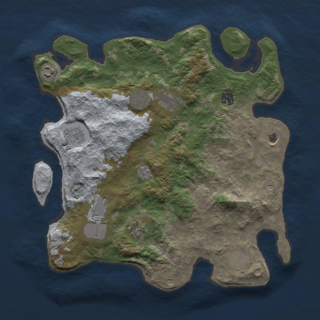 Rust Map: Barren, Size: 3750, Seed: 40756718, 14 Monuments