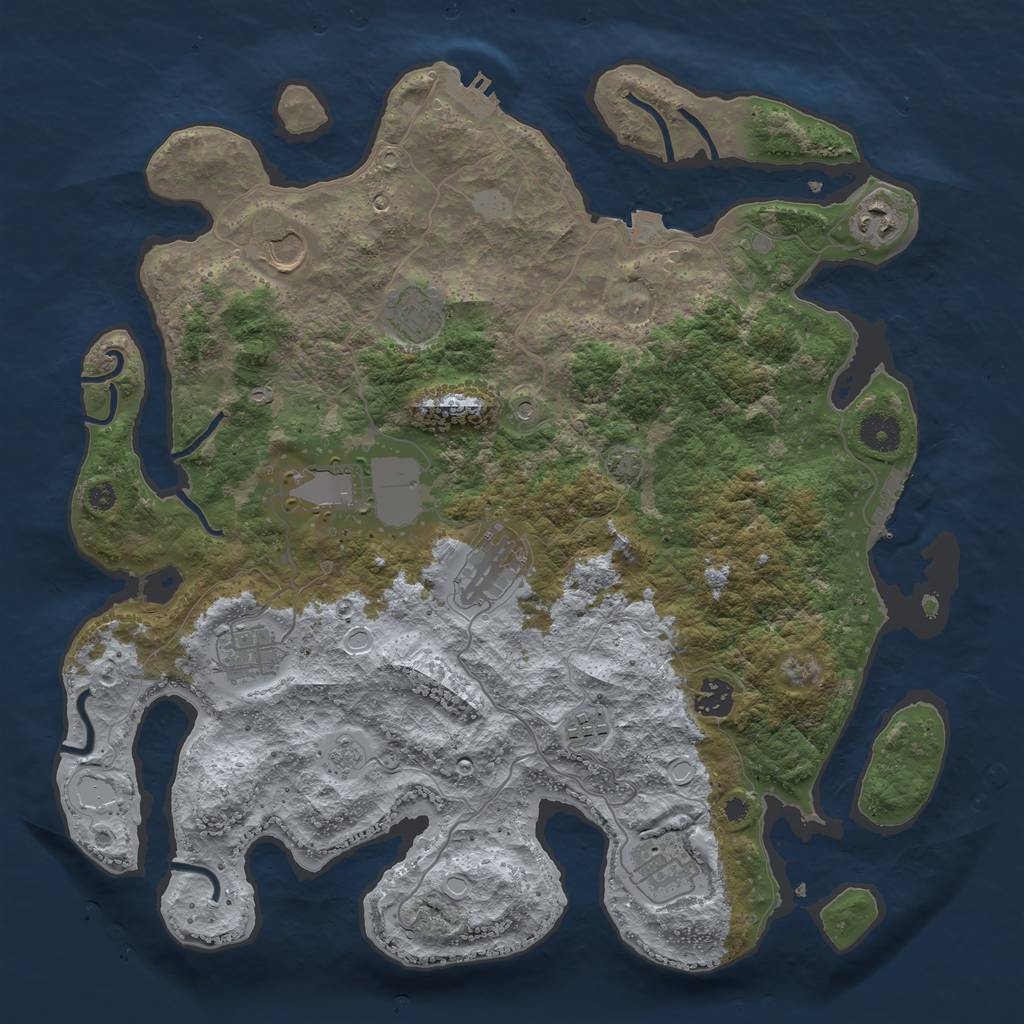Rust Map: Procedural Map, Size: 3850, Seed: 13039517, 17 Monuments