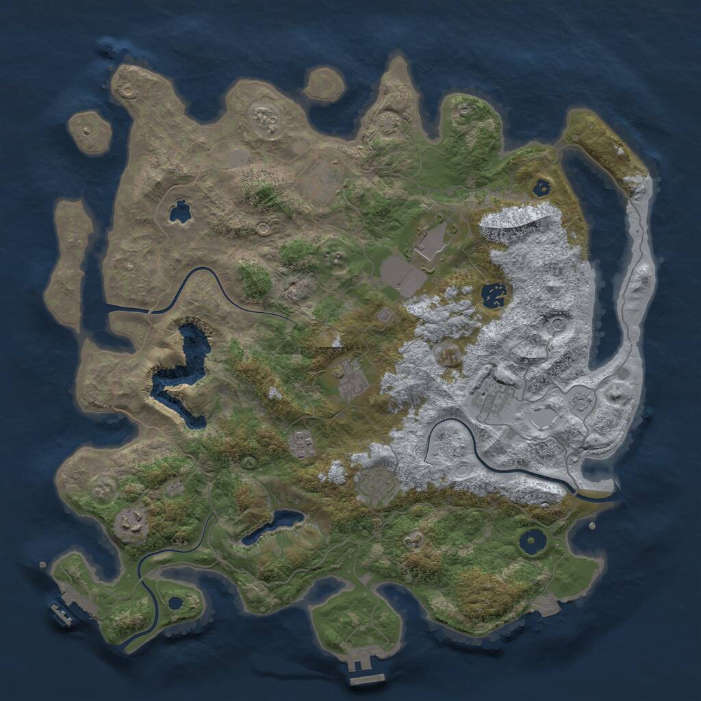 Rust Map: Procedural Map, Size: 4100, Seed: 2222, 14 Monuments